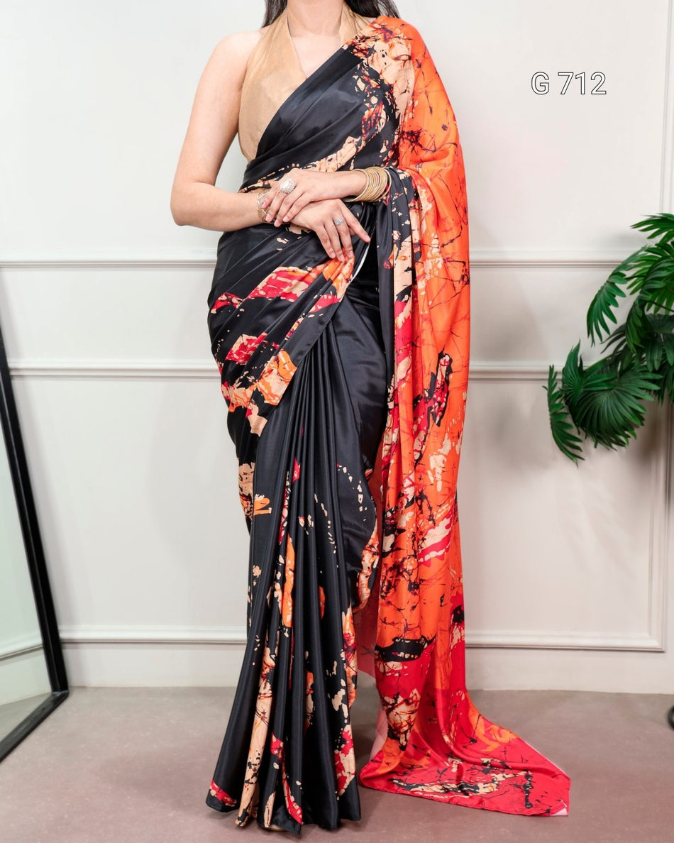 Elegant Satin Saree with Sophisticated Modern Style G 712