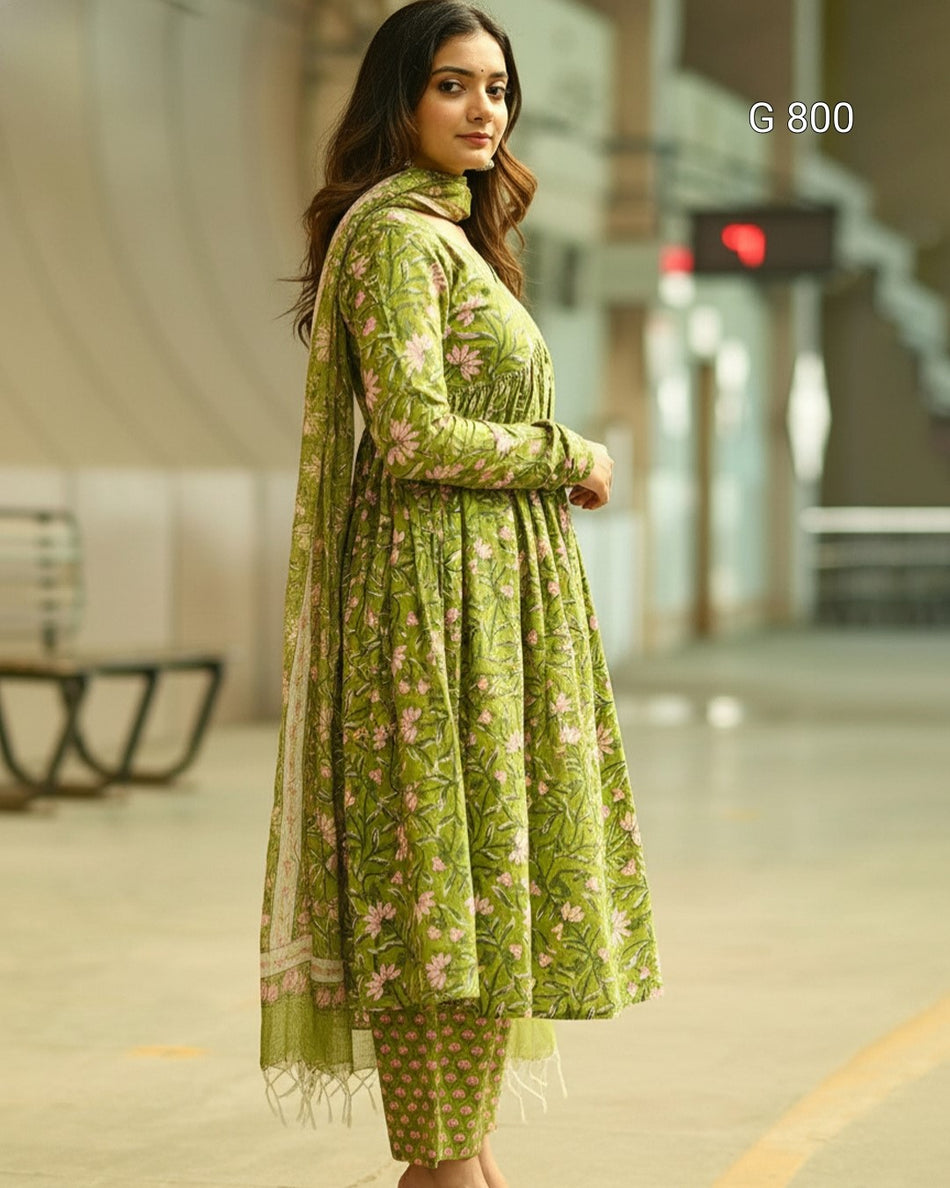 Rayon Printed Kurta Pant Dupatta Set for Women G 800