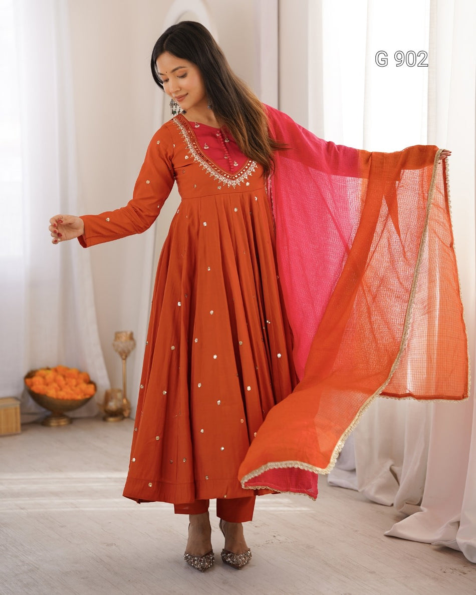 Embroidered Anarkali with Dupatta Collection G 902