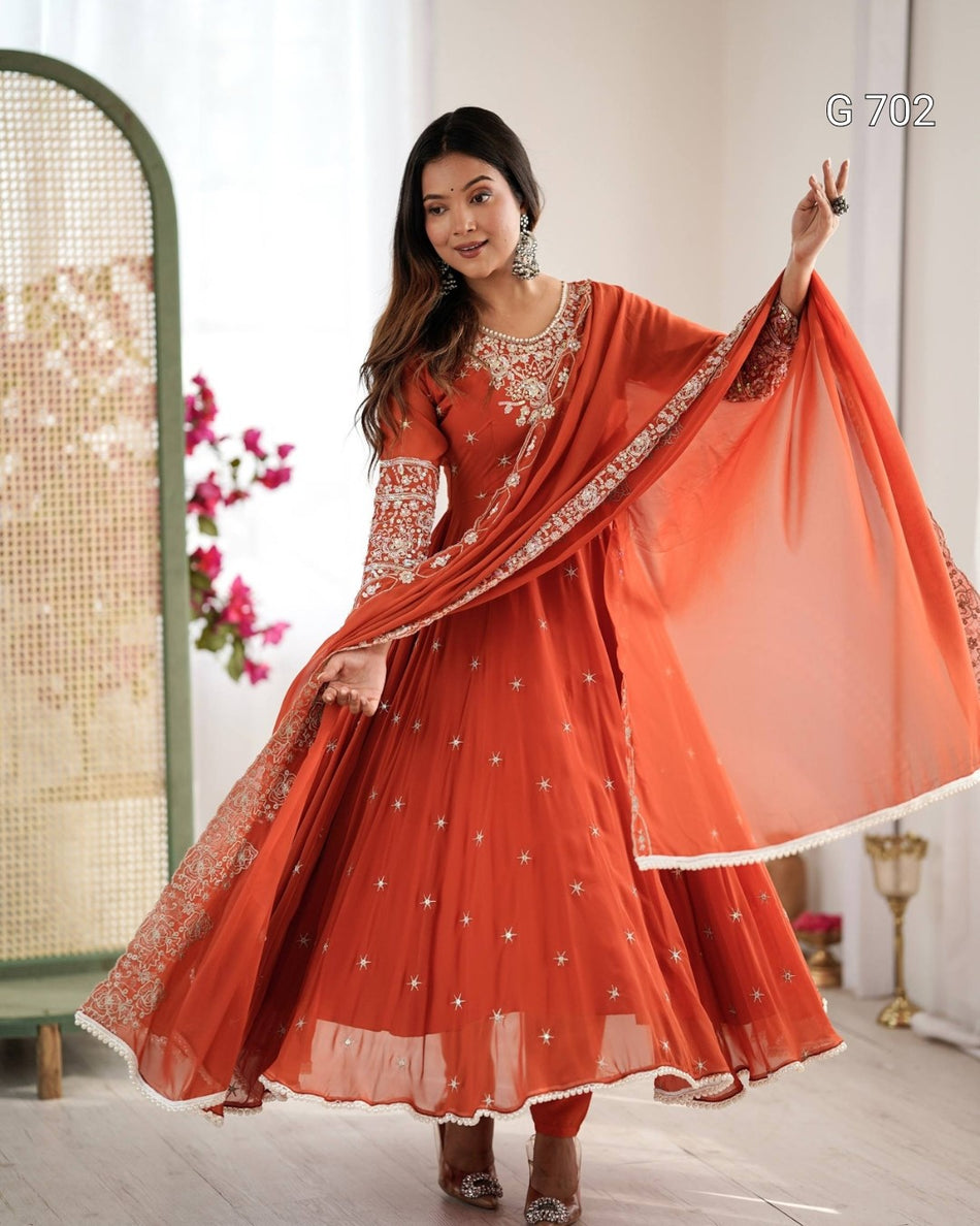 Luxurious Rainbow Sequence Anarkali for Celebrations G 702