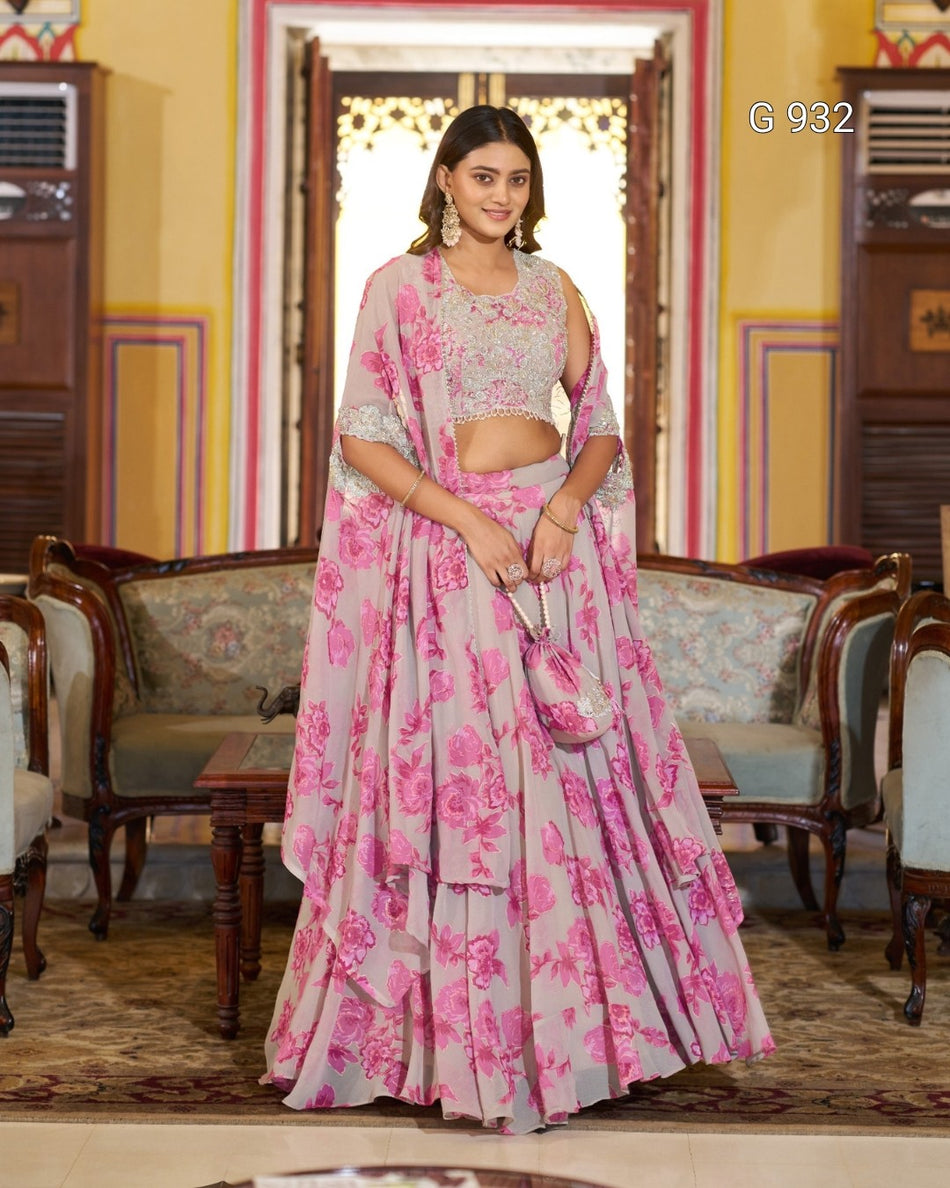 Pastel Embroidered Festive Lehenga Set - G 932