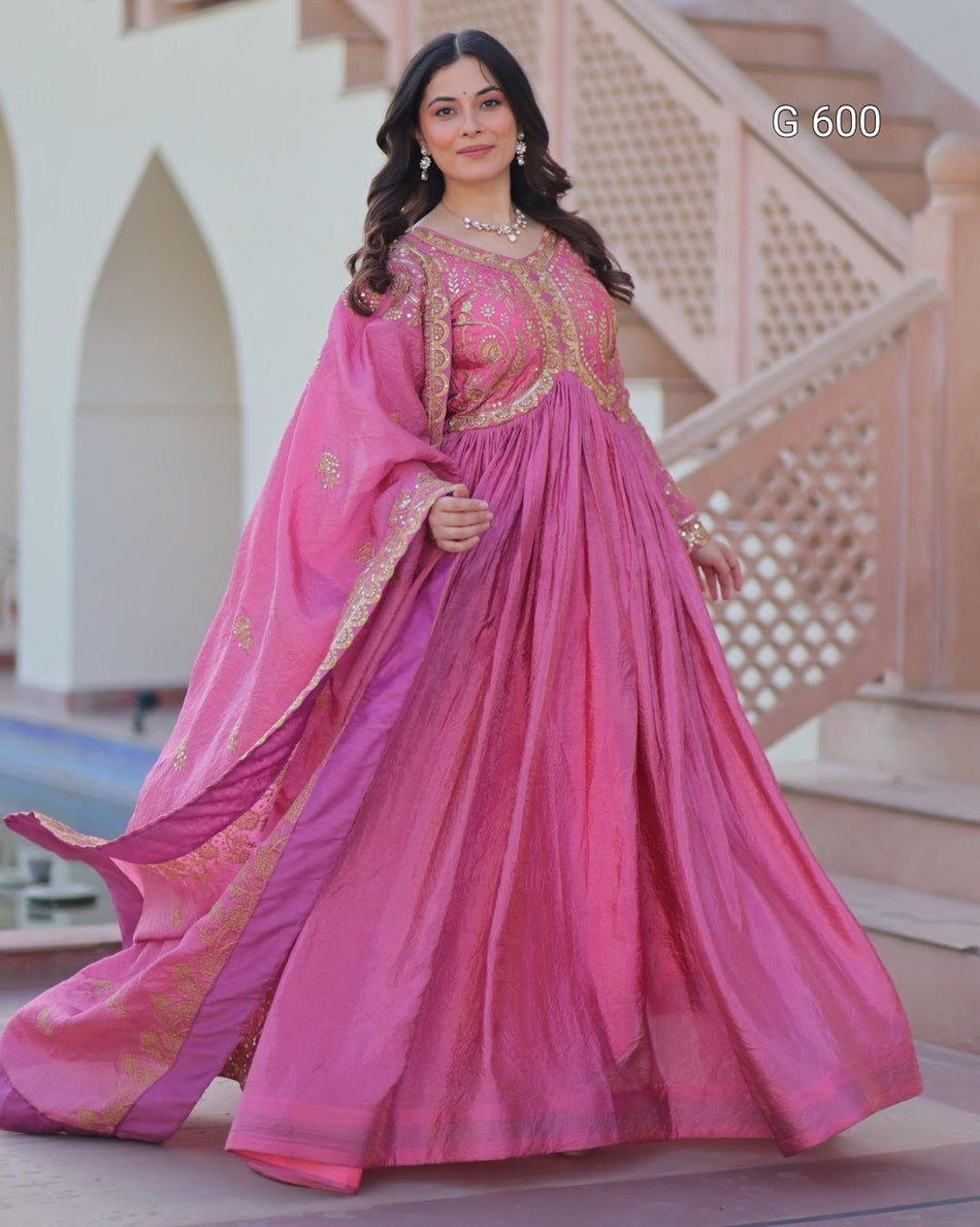 Trending Gown Dupatta Set for Festive Wear - G 600