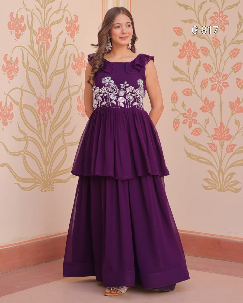Premium Designer Peplum Style Gown Collection Women G 817