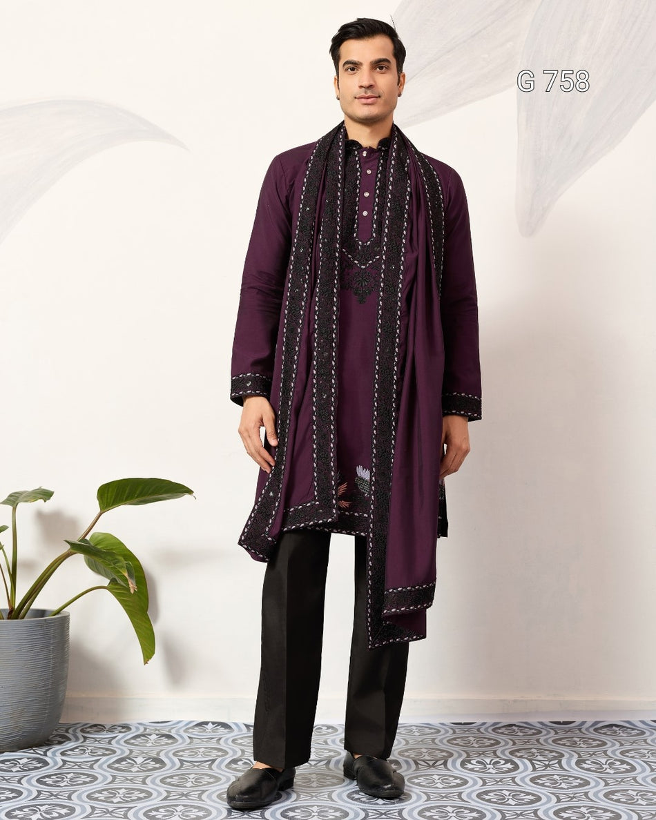 Premium Mens Kurta with Designer Dupatta - G 758