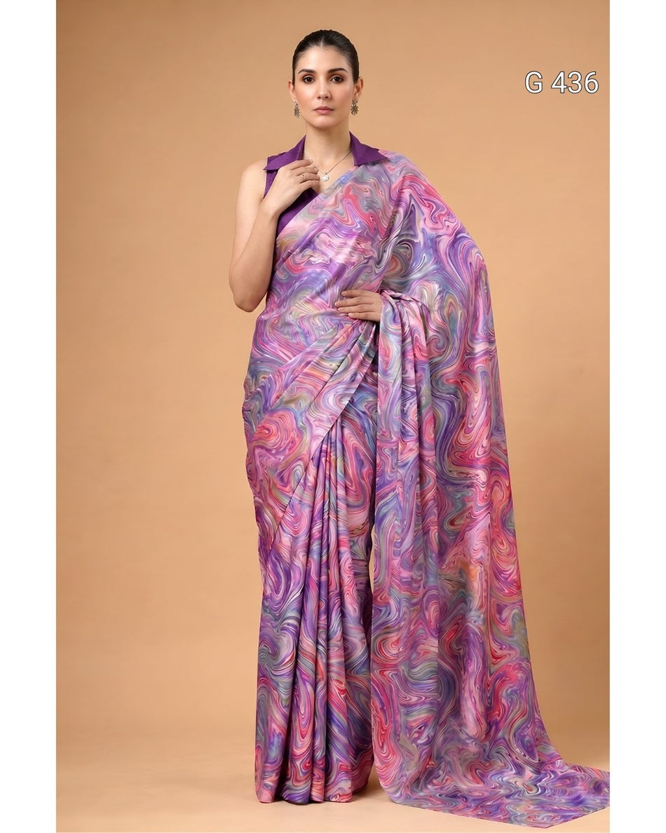 Graceful Printed Satin Saree Collection - G 436