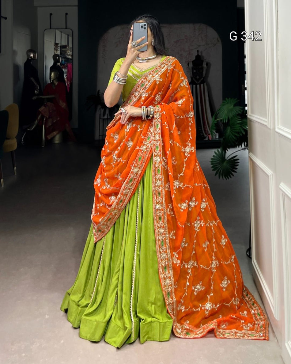 Pure Rayon Lehenga with Lace & Sequins Work - G342
