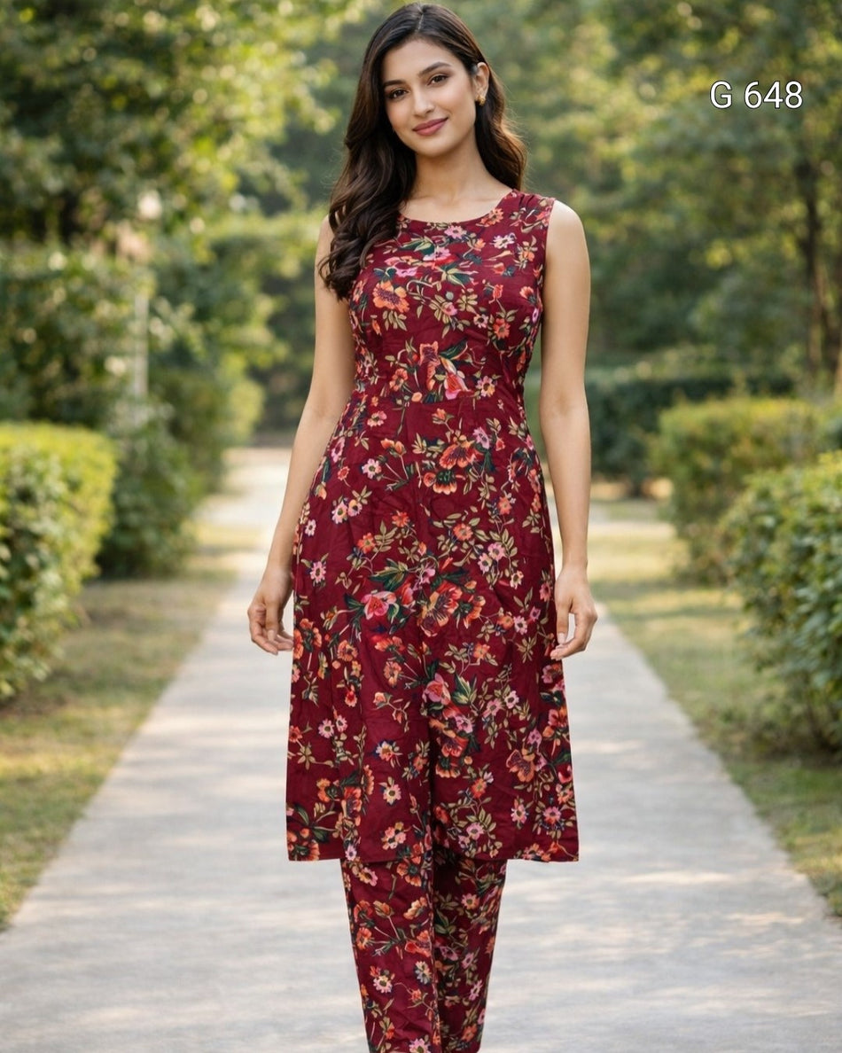 Stylish Floral Co-ord Set for Women G 648