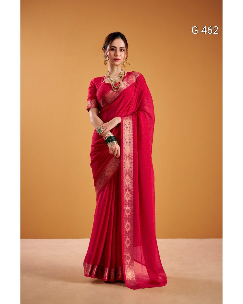 Beautiful Shimmer Sarees with Elegant Border Detail - G 462