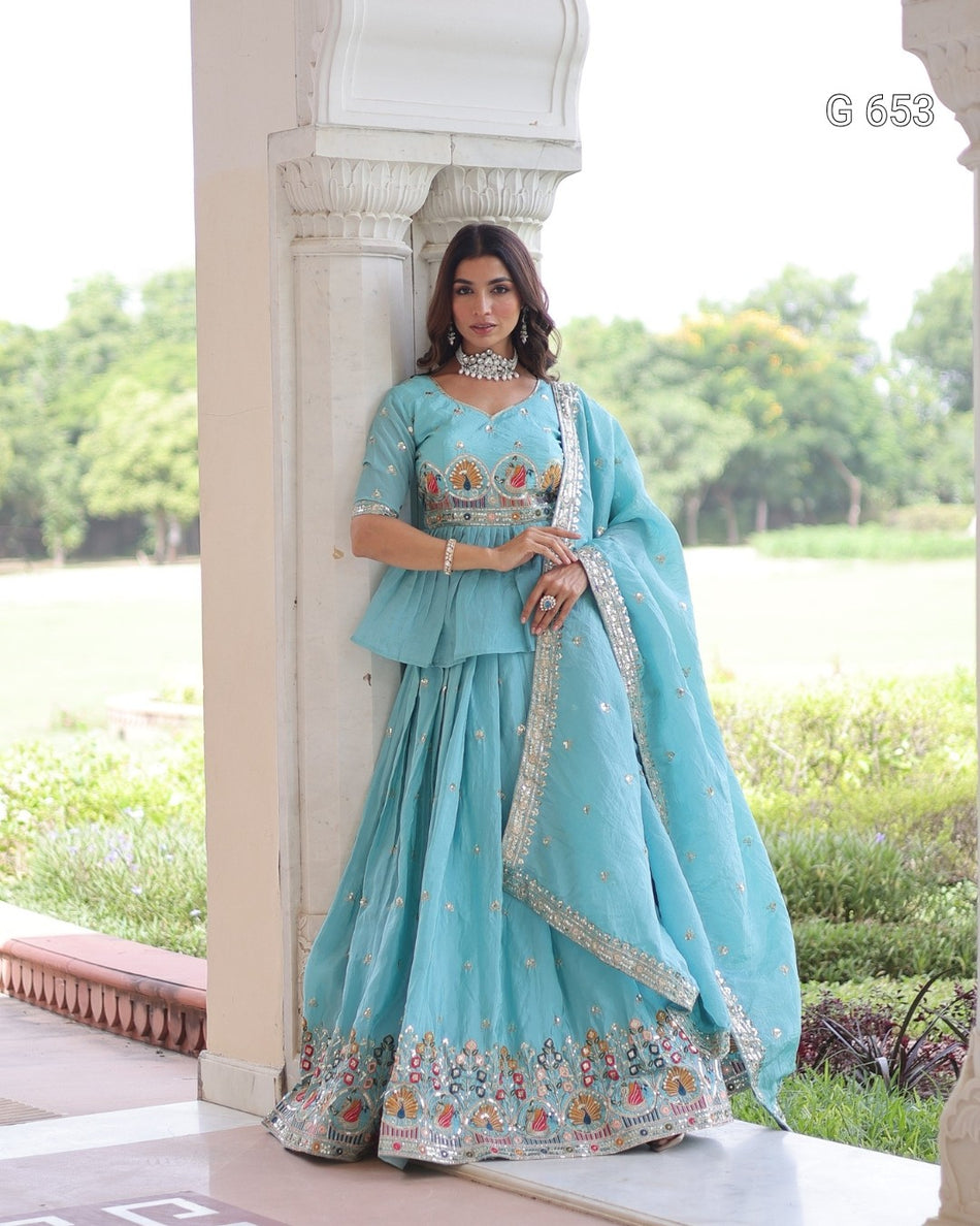 Beautiful Embroidered Lehenga with Festive Glamour Appeal G 653