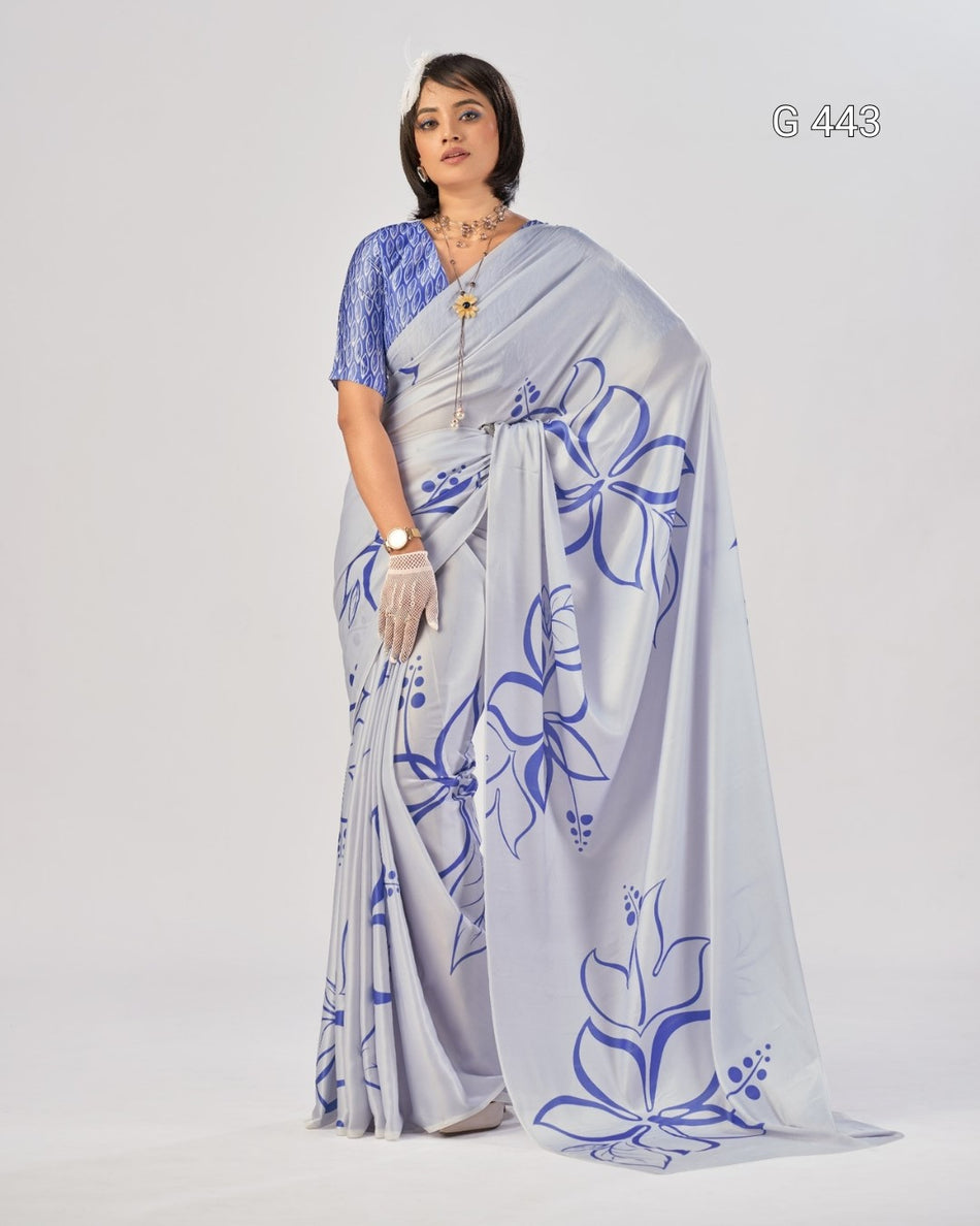 Premium Satin Silk Sarees with Elegant Print - G 443