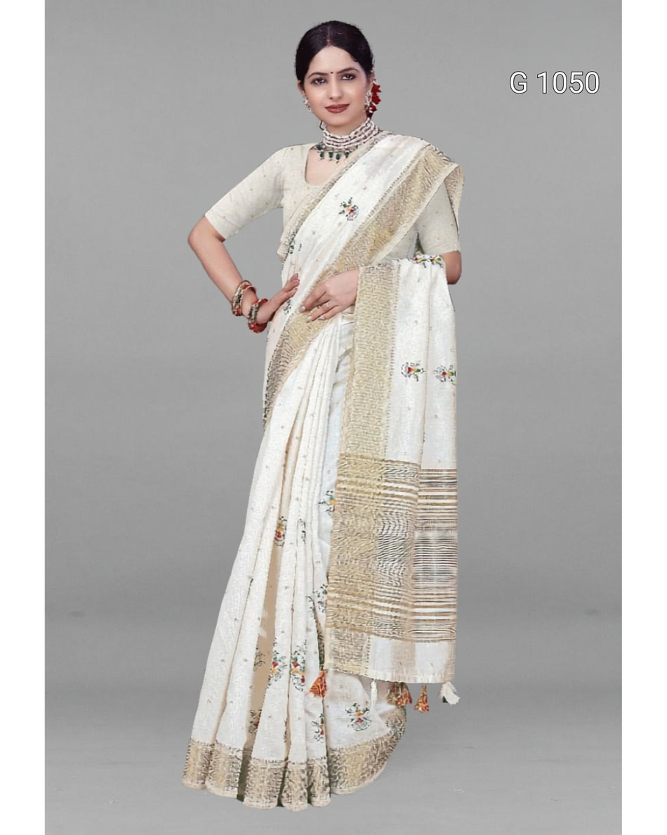 Lightweight Linen Khadi Sarees for Every Occasion - G 1050
