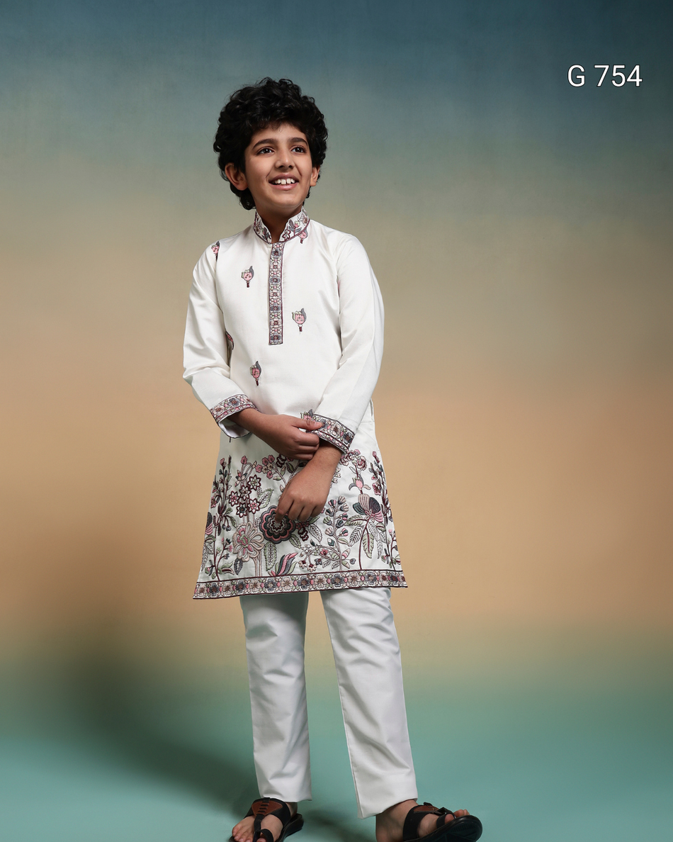 Kids Premium Kurta Pant Set for Boys | Festive Ethnic Wear Collection - G 754