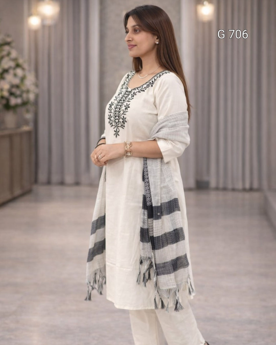 Stylish Khadi Cotton Ethnic Wear for Women G 706
