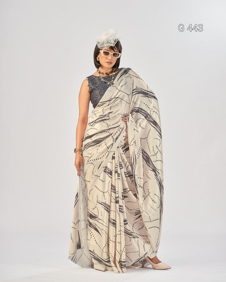 Premium Satin Silk Sarees with Elegant Print - G 443