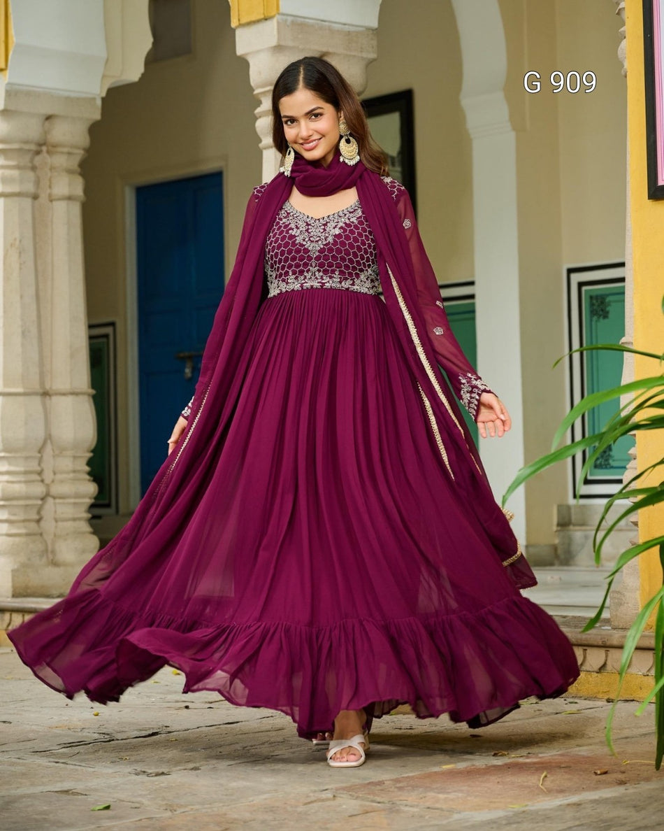 Women's Elegant Embroidered Party Gown - G 909