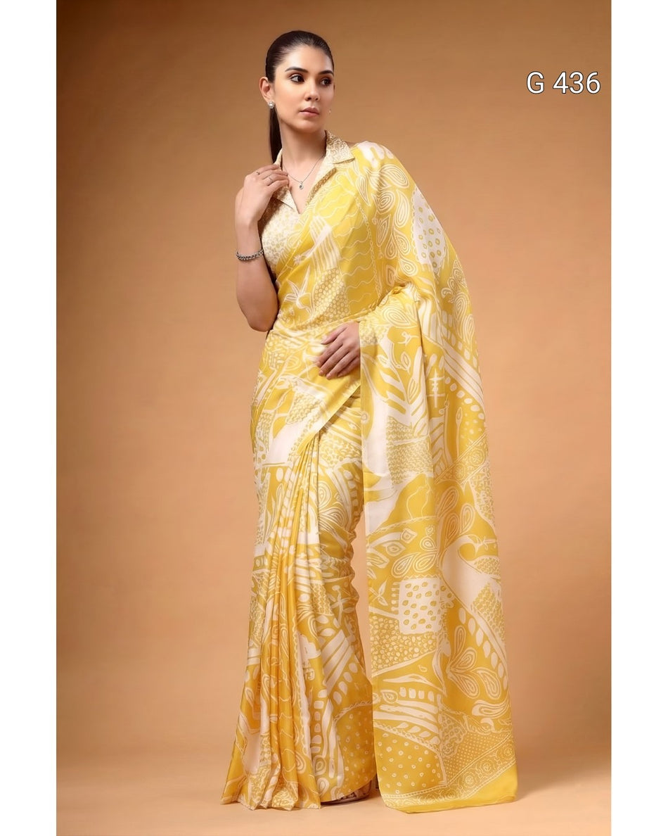 Graceful Printed Satin Saree Collection - G 436