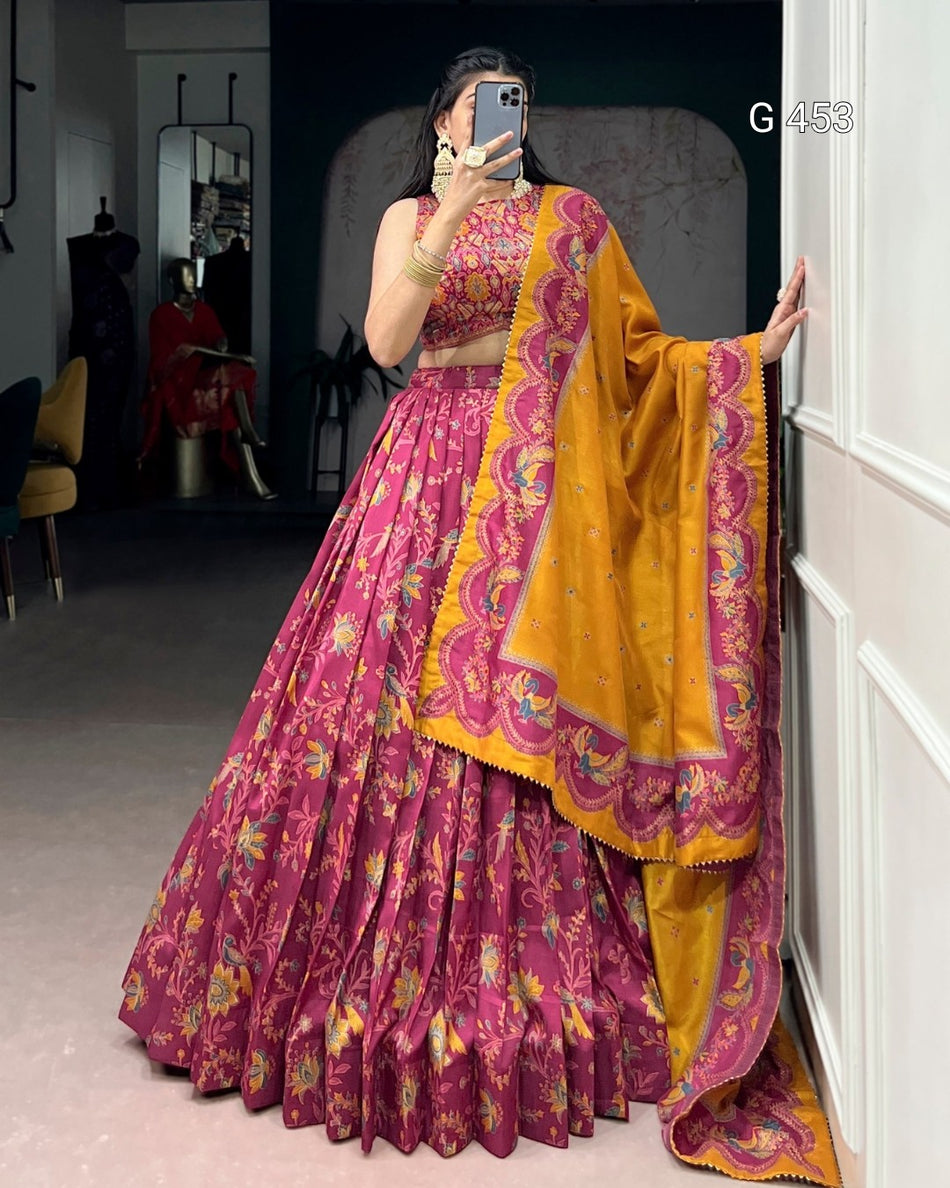 Festive Tasar Silk Lehenga with Soft Elegant Shine -  G 453