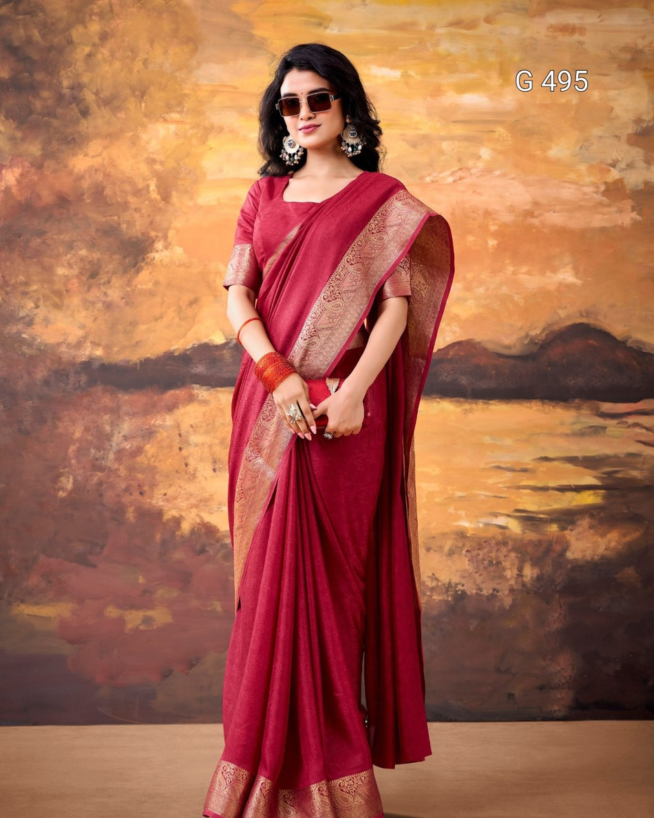 Graceful Marsh Mello Sarees with Comfortable Style - G 495