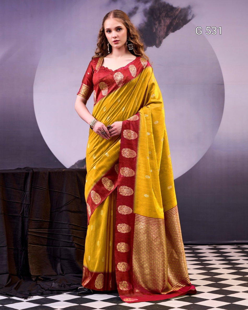 Festive Poly Cotton Sarees with Elegant Zari Work - G 531