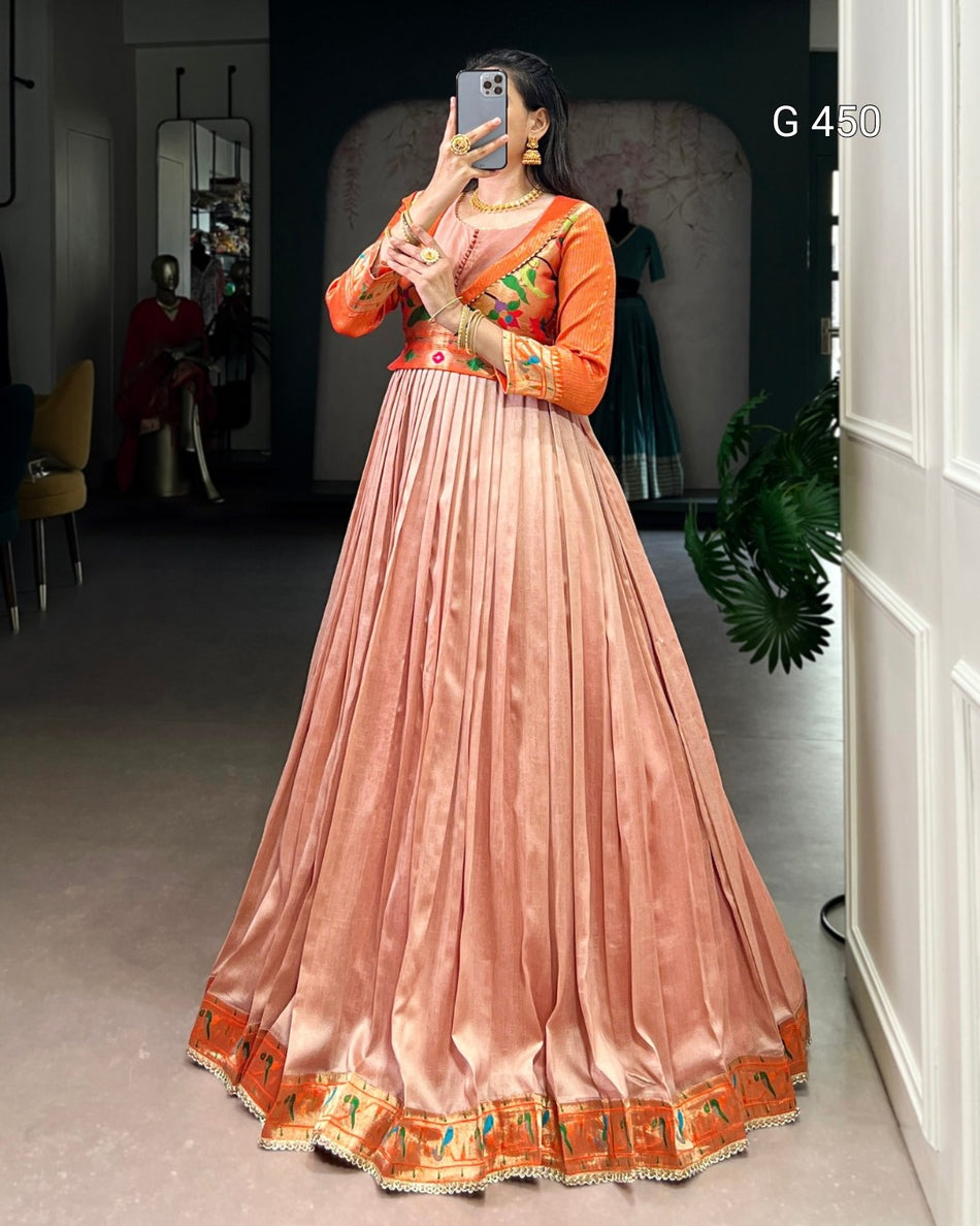 Designer Vichitra Silk Dresses with Flowing Elegance - G 450