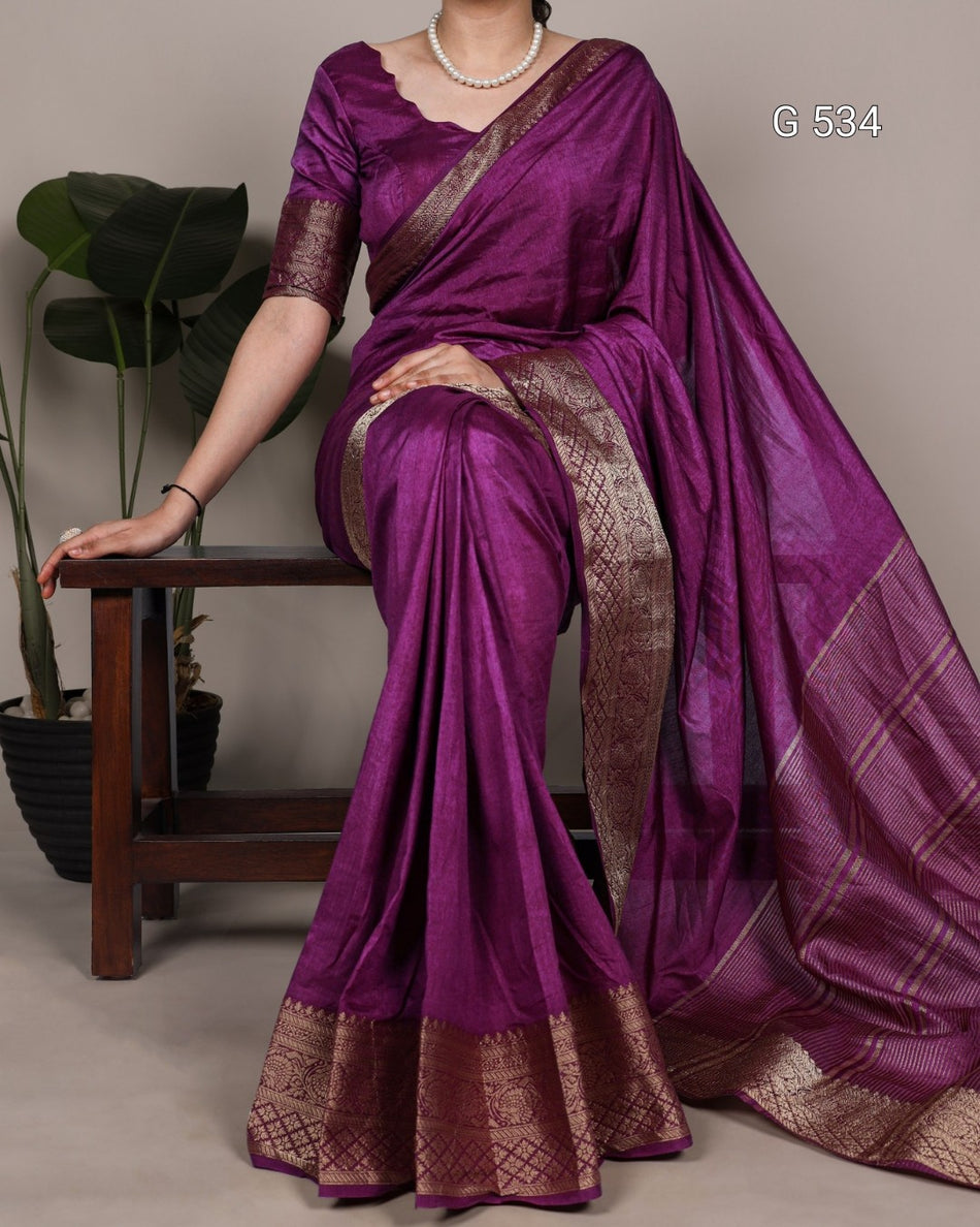 Stylish Stripe Pallu Sarees with Elegant Borders - G 534