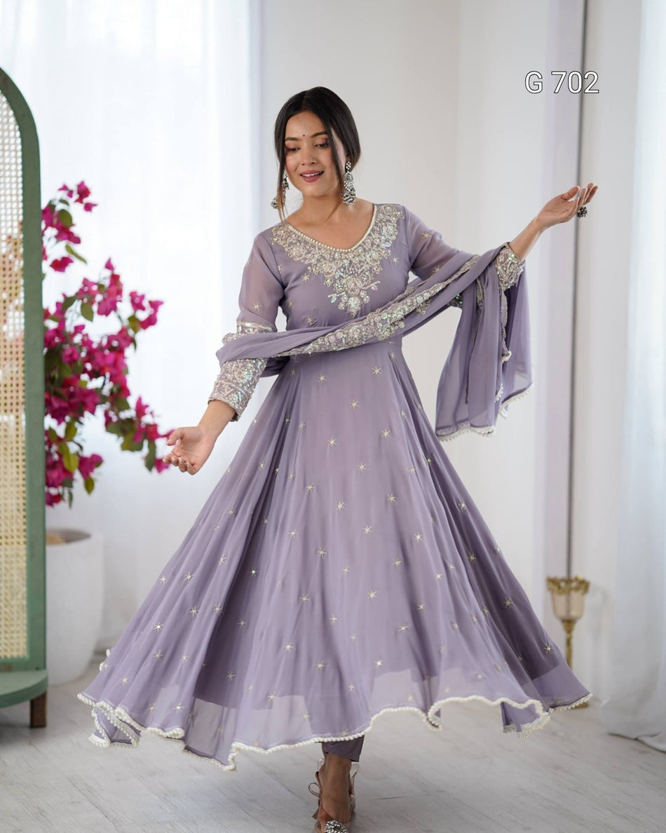 Luxurious Rainbow Sequence Anarkali for Celebrations G 702