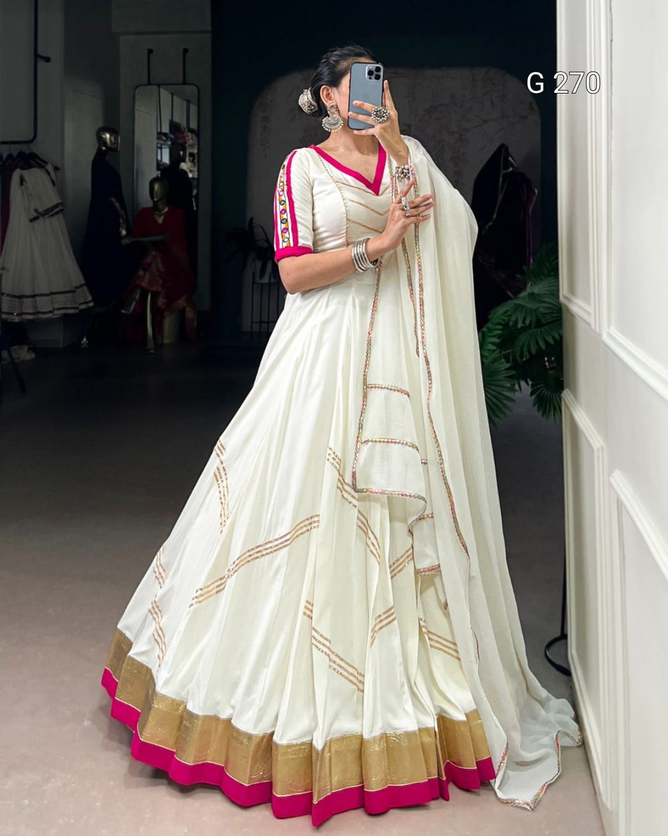 Embossed Design Pure Rayon Lehenga with Gota Patti Lace Touch Up – G 270