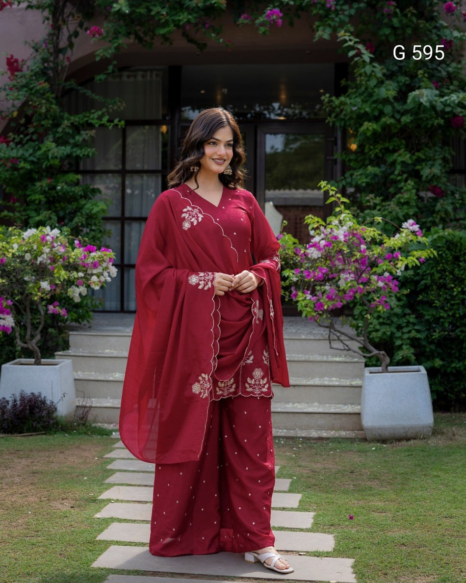 Graceful Embroidered Suit for Celebrations - G 595