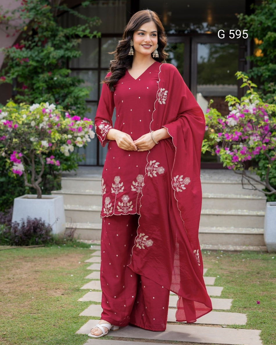Graceful Embroidered Suit for Celebrations - G 595