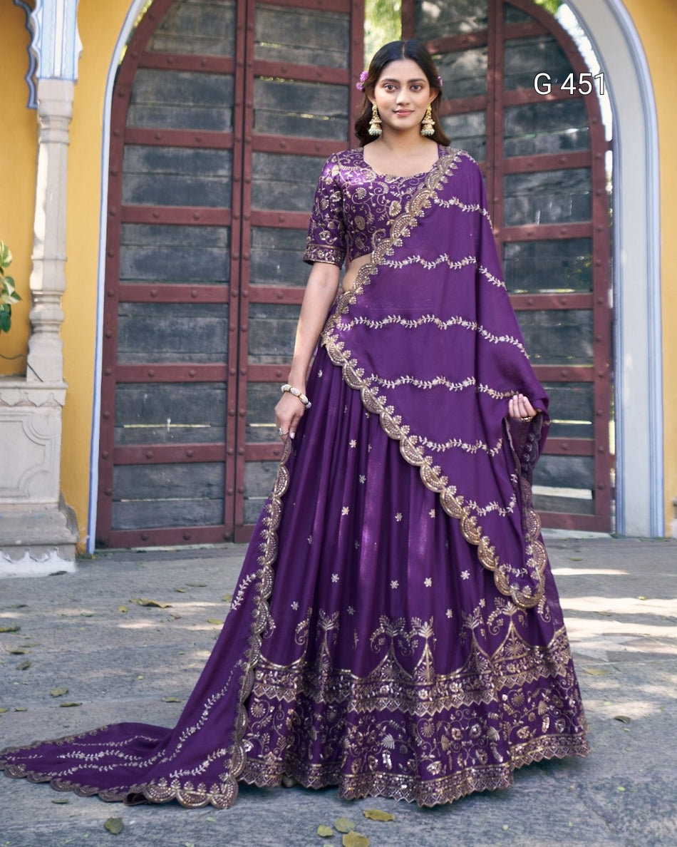 Elegant Aqua Lehenga with Sequins and Thread Work - G 451