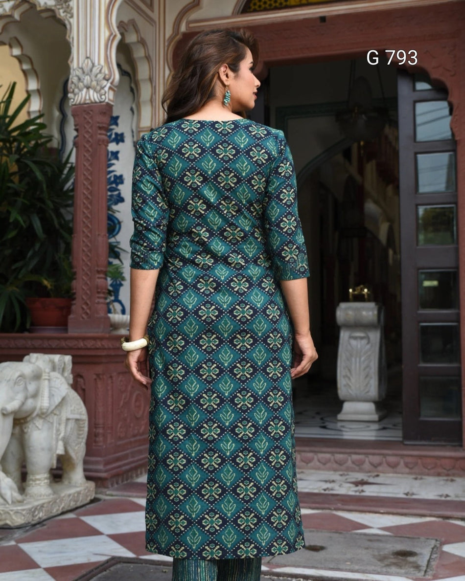 Elegant Printed Rayon Kurti Pant Dupatta Collection G 793