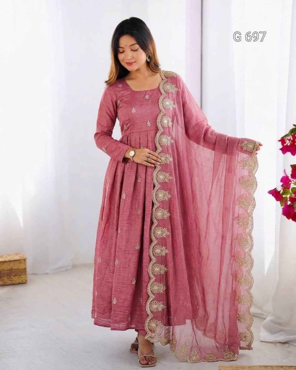 Luxurious Embroidered Anarkali with Timeless Charm G 697