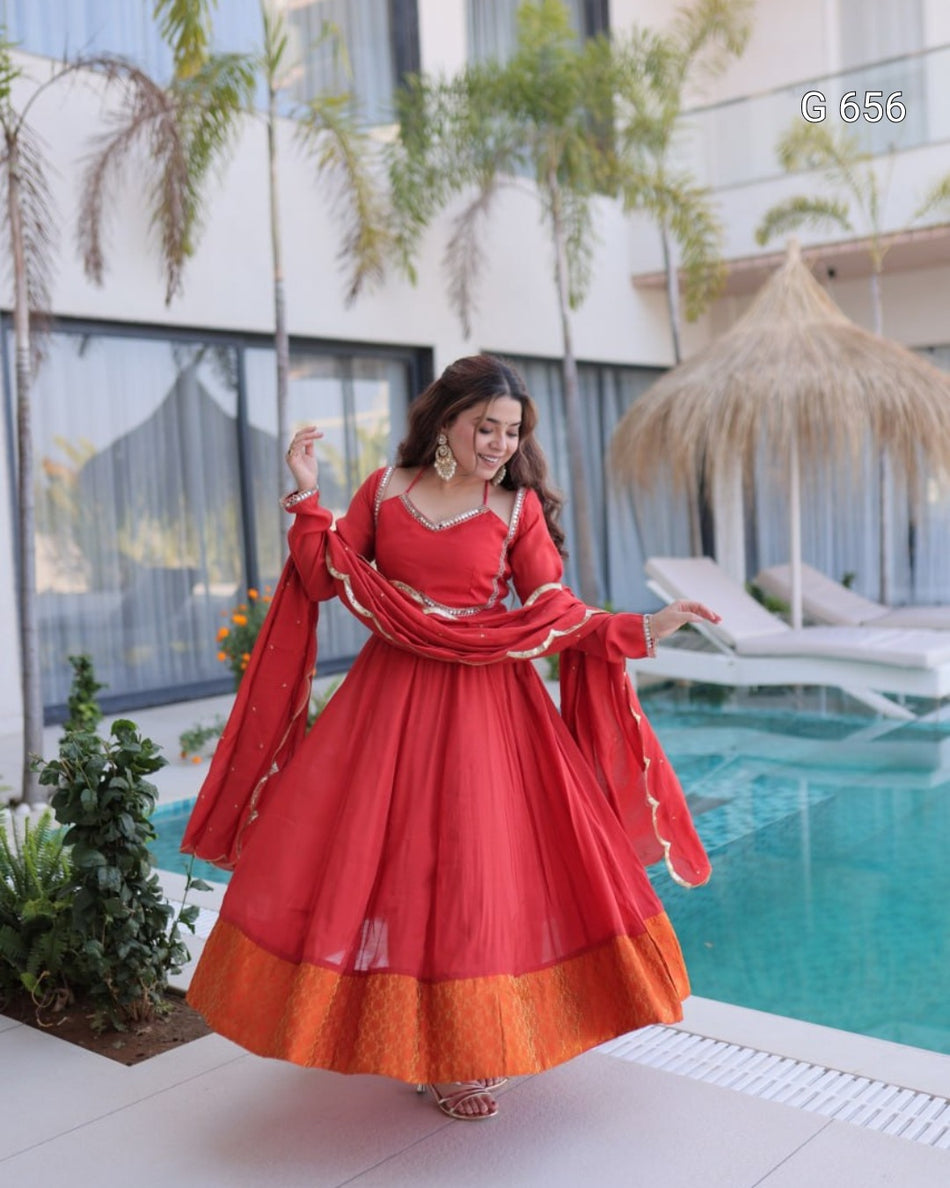 Graceful Designer Outfit with Rich Ethnic Detailing G 656