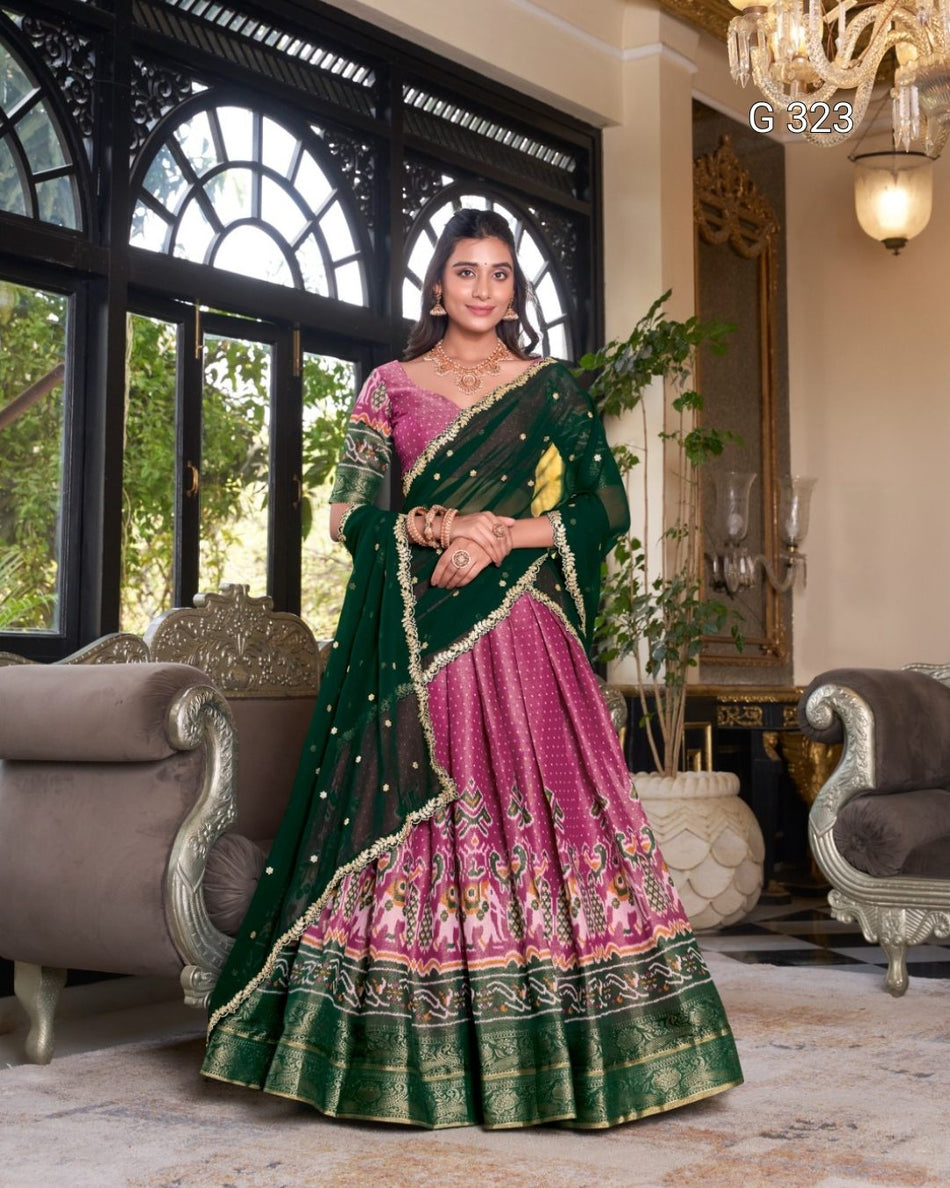 Kanchipuram Lehenga with Zari & Sequins Work – G 323