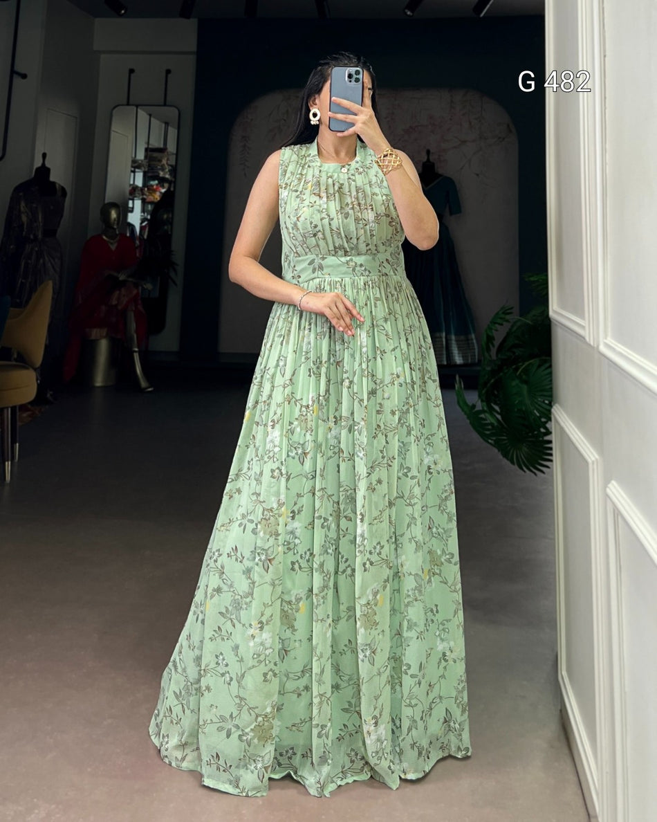 Premium Marble Floral Dress for Elegant Evenings - G 482
