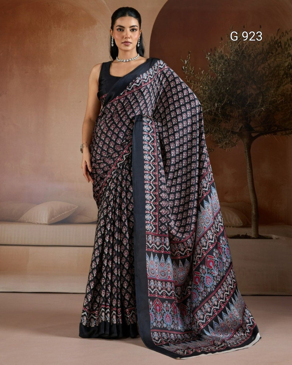 Women's Traditional Ajrakh Ethnic Saree - G 923