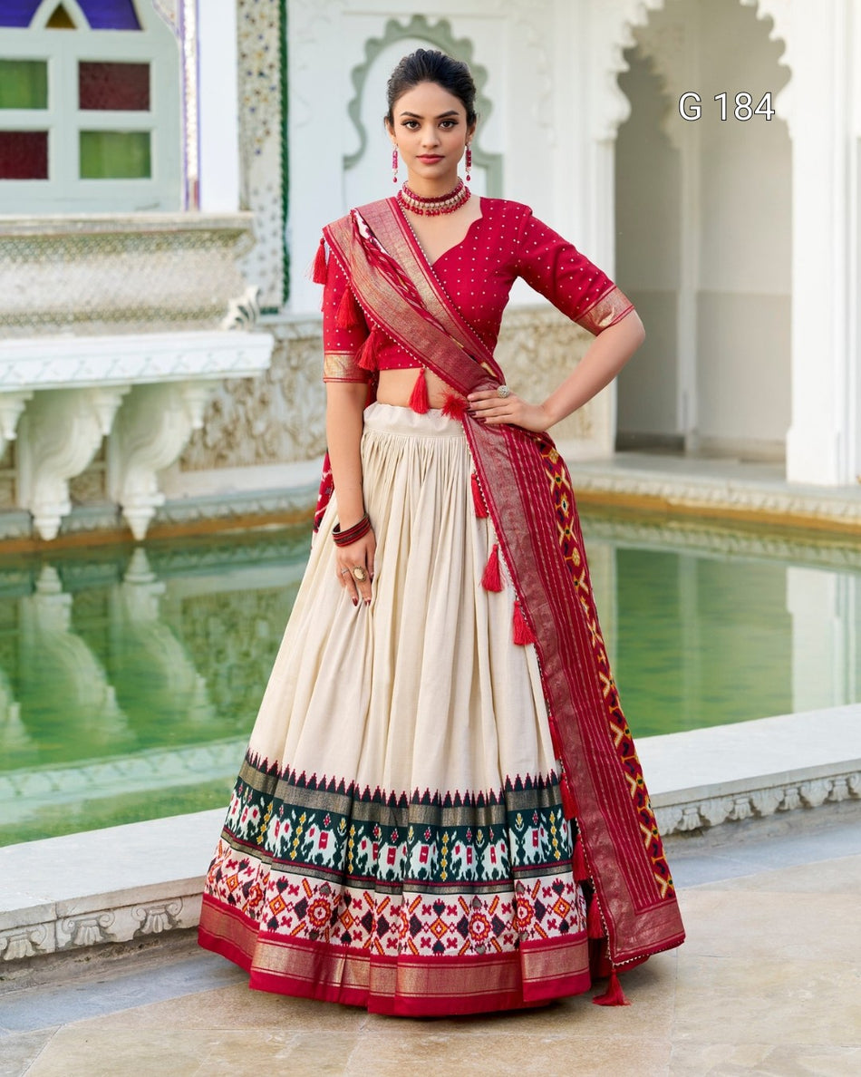 Tussar Silk Lehenga with Patola Print & Foil Work – G 184