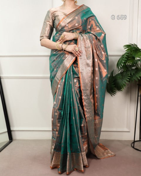 Luxurious Dual Shade Saree with Elegant Appeal G 659