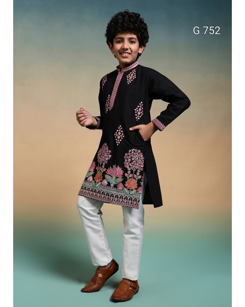 Premium Kids Kurta & Pant Set – Festive Viscose Silk & Cotton Outfit - G 752