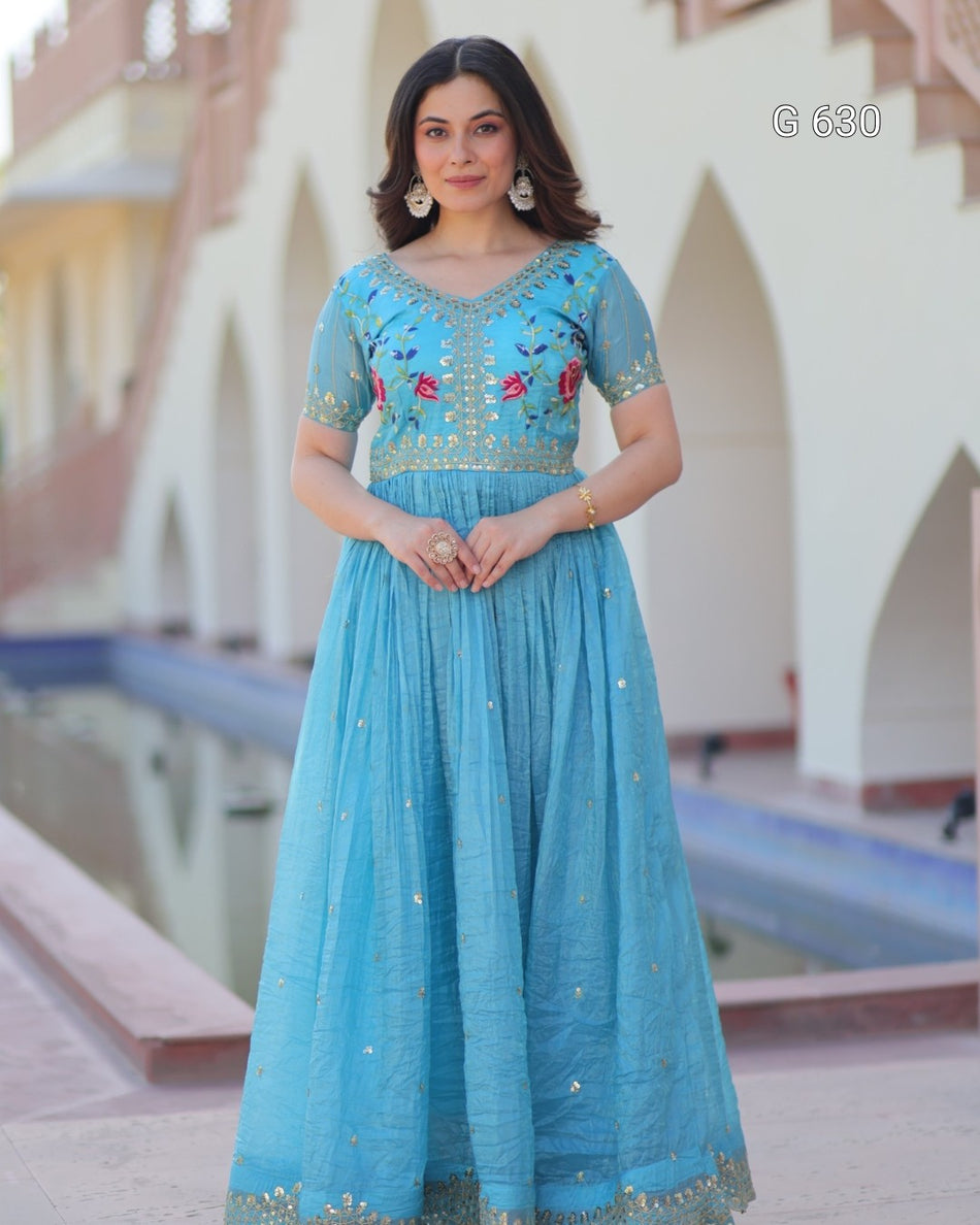 Luxurious Embroidered Gown for Wedding Party Wear - G630