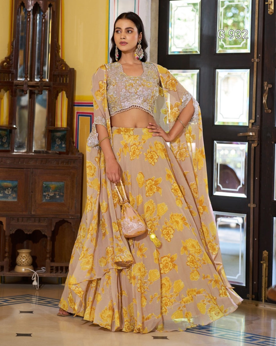Pastel Embroidered Festive Lehenga Set - G 932