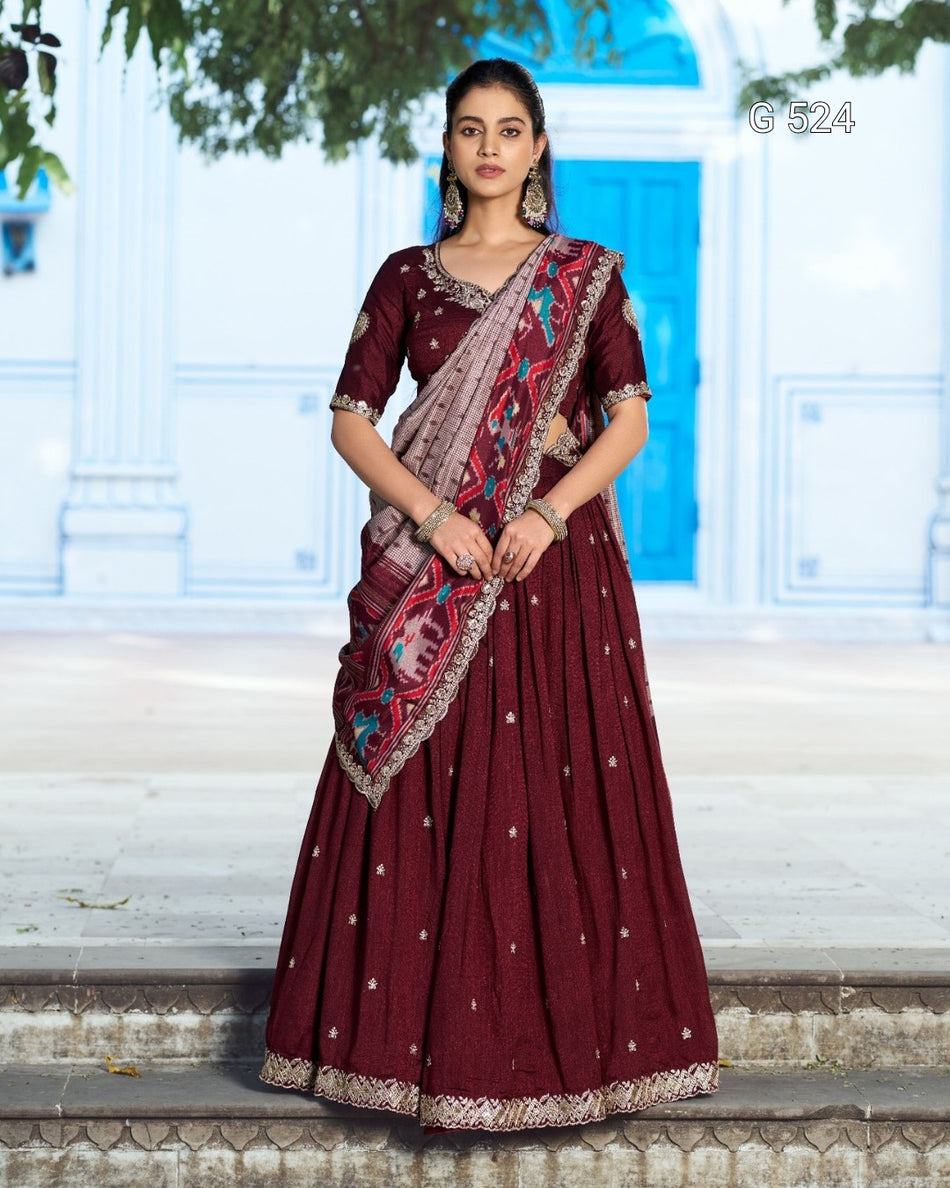 Graceful Vichitra Tussar Lehenga with Sophisticated Look -  G 524