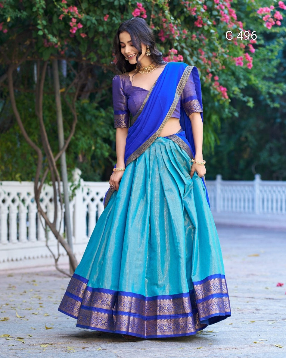 Elegant Kanchipuram Silk Lehenga with Traditional Appeal - G 496