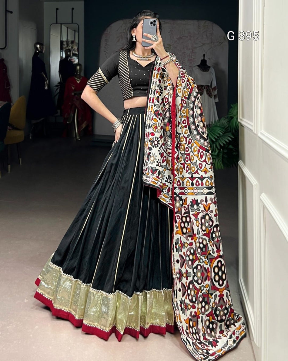 Pure Chanderi Lehenga with Zari Weaving & Embossed Design – G 395