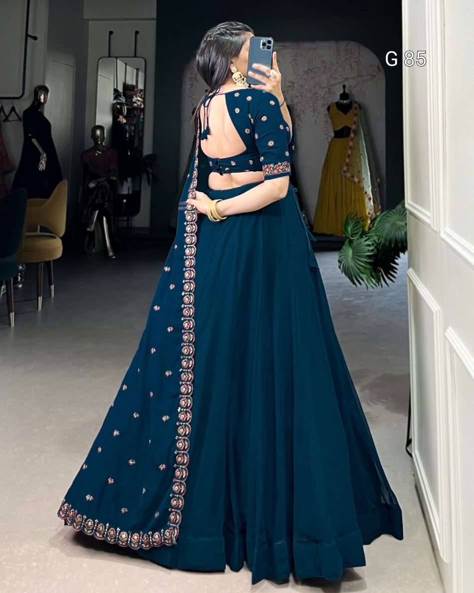 Georgette Lehenga with Sequins & Thread Embroidery Work – G85