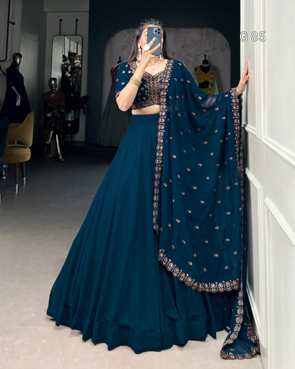 Georgette Lehenga with Sequins & Thread Embroidery Work – G85