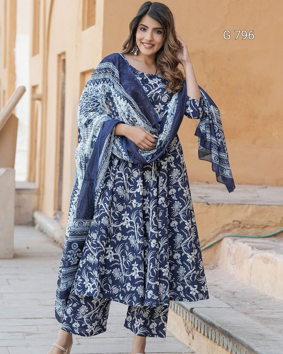 Elegant Printed Rayon Ethnic Suit for Women G 796