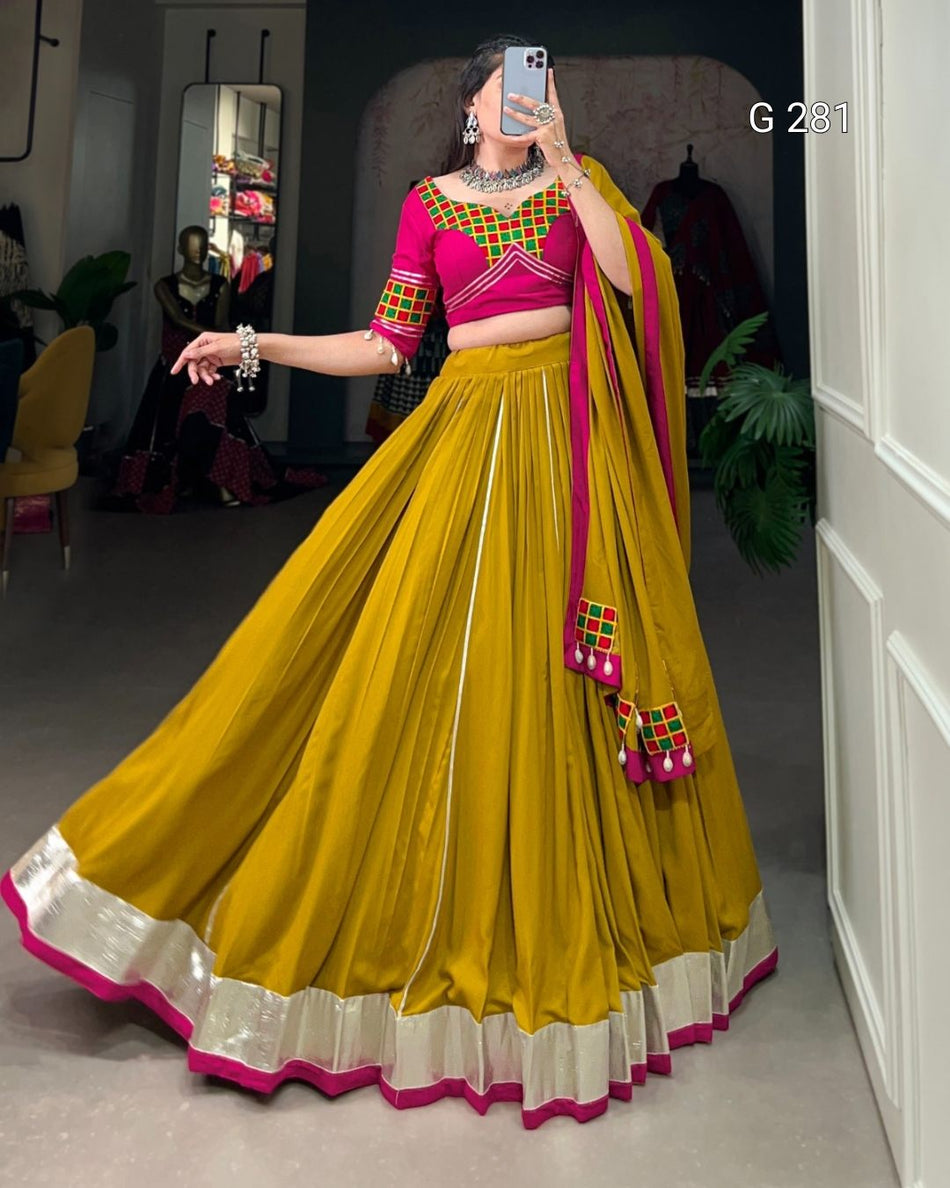 Plain Rayon Lehenga with Gamthi & Gota Patti Blouse – G 281