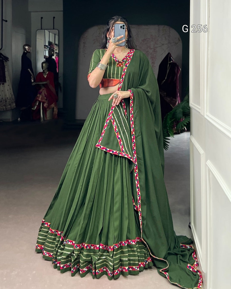 Sequins & Thread Embroidery Gold Crush Lehenga with Lace Border – G 256