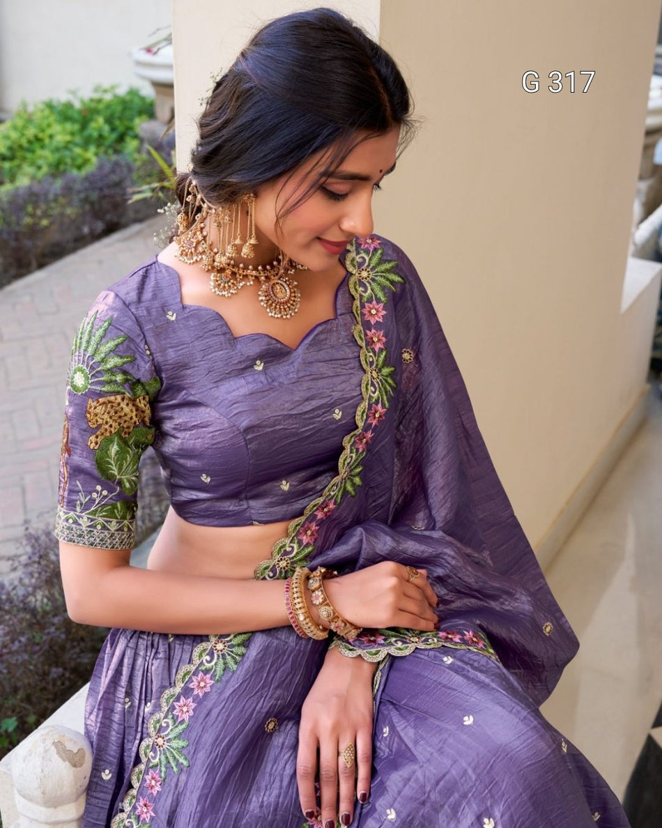 Gold Crush Lehenga with Sequins & Thread Embroidery – G317